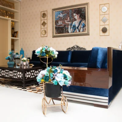 Silver Leaf L Shape Sofa