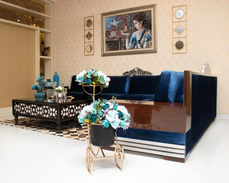 Silver Leaf L Shape Sofa