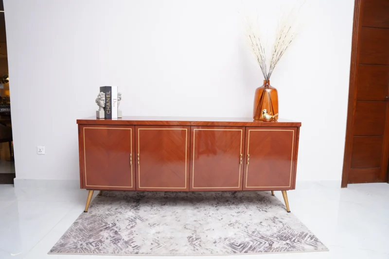 Burl Brass Side Board