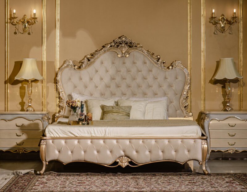 Zinc Gold Bed+Side Tables
