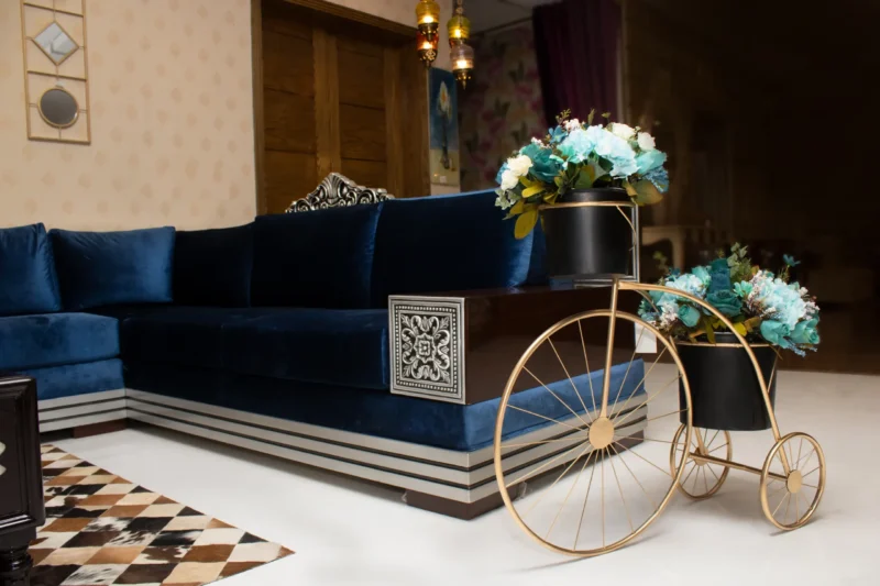 Silver Leaf L Shape Sofa - Image 8