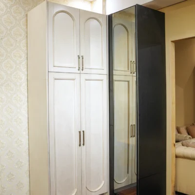MDF Wardrobe with Chowki White Finish
