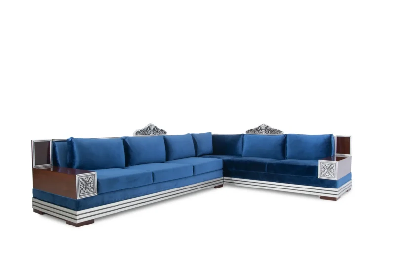 Silver Leaf L Shape Sofa - Image 9