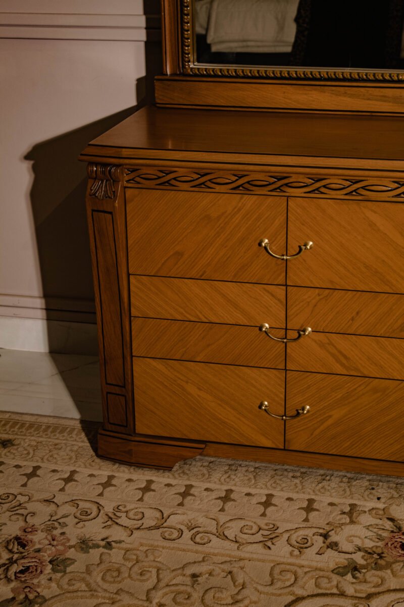Walnut Dresser & Mirror - Image 4