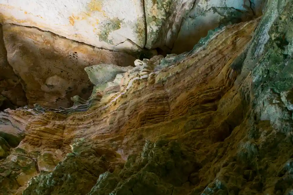 Veined white marble surface