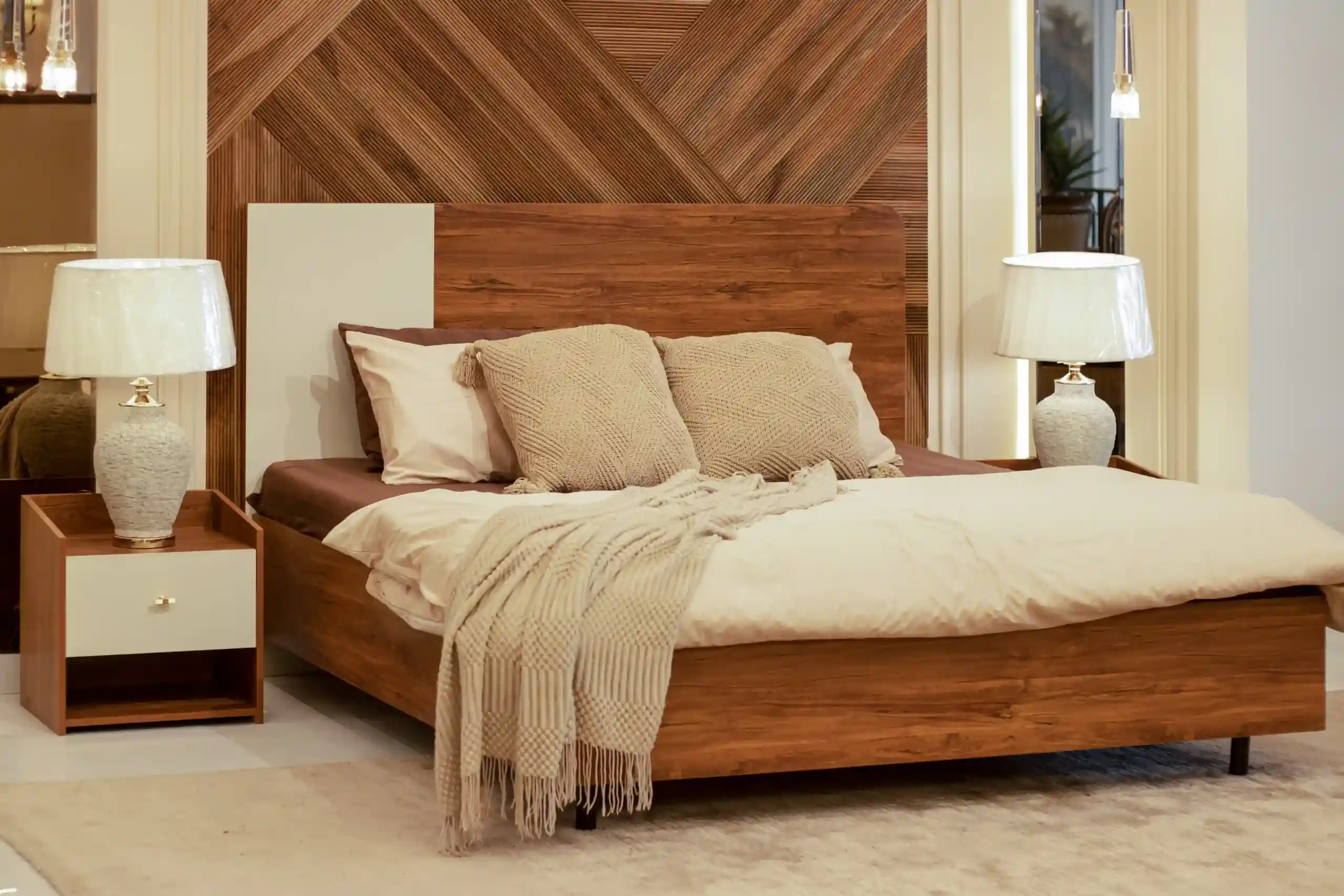 Solara minimalist upholstered bed set